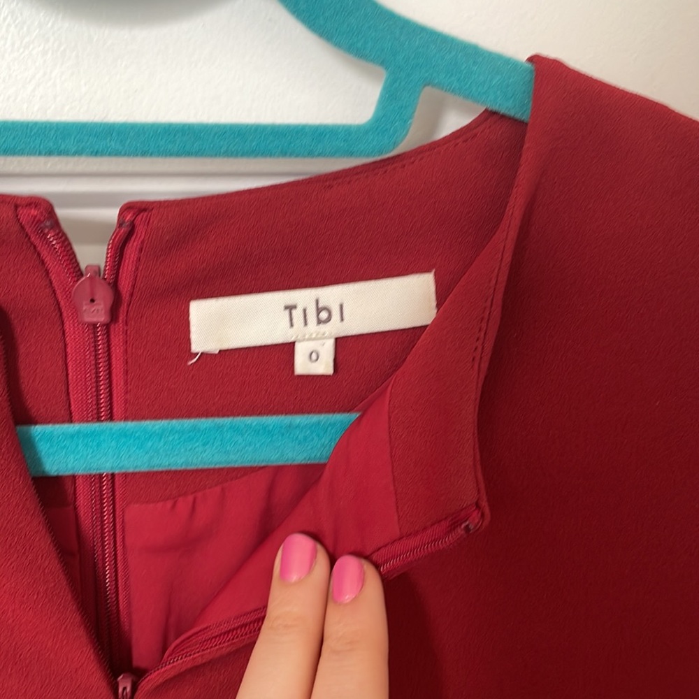 Deep Red Tibi Work Dress - Perfect for Spring - Picture 4 of 14